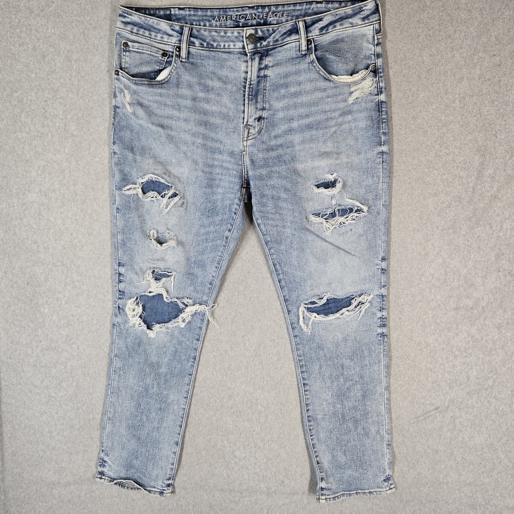 American Eagle Outfitters Men Jeans 38X30 Light Blue Denim Airflex Athletic READ